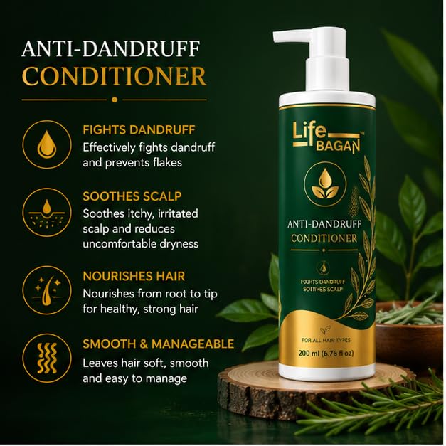Life Bagan Anti Dandruff Conditioner | Hair Conditioner for Soft, Smooth & Manageable Hair | Daily Hair Care Formula | Suitable for All Hair Types | 200ml