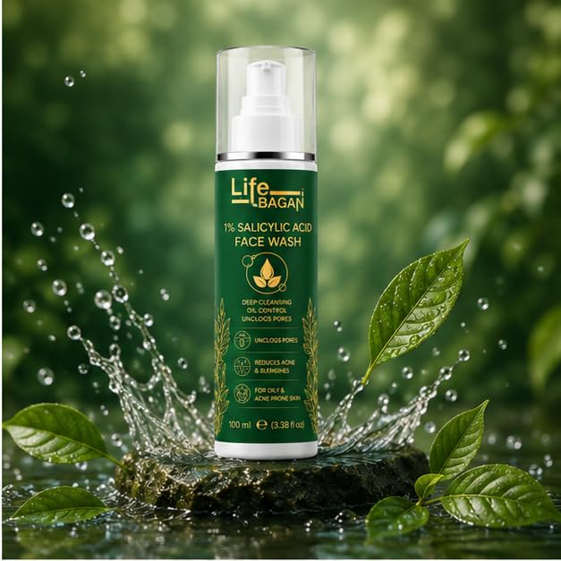 Life Bagan 1% Salicylic Acid Face Wash | Deep Cleansing Face Wash for Oily & Acne-Prone Skin | Helps Remove Excess Oil & Impurities | Daily Facial Cleanser | 100ml