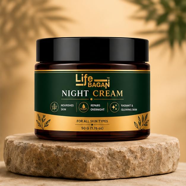 Life Bagan Night Cream for Face | Overnight Moisturizing & Nourishing Face Cream | Lightweight Night Care Formula for Soft & Healthy-Looking Skin | Suitable for All Skin Types | 50g