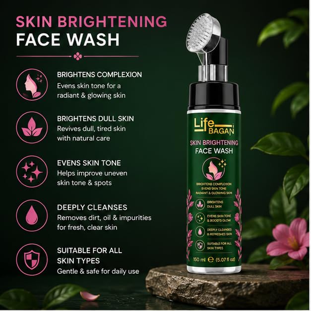 Life Bagan Skin Brightening Face Wash | Gentle Daily Facial Cleanser for Fresh & Radiant-Looking Skin | Removes Dirt, Oil & Impurities | Suitable for All Skin Types | 150ml