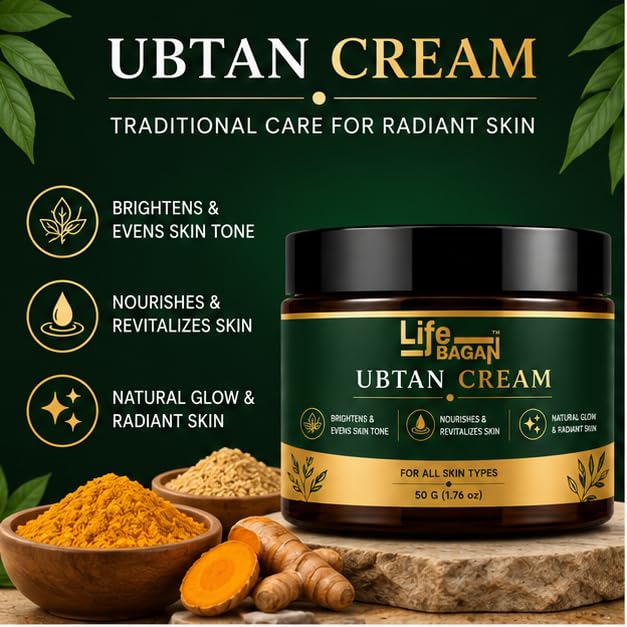 Life Bagan Ubtan Face Cream | Daily Moisturizing Face Cream for Soft, Smooth & Healthy-Looking Skin | Lightweight Formula for Nourished & Radiant-Looking Skin | Suitable for All Skin Types | 50g