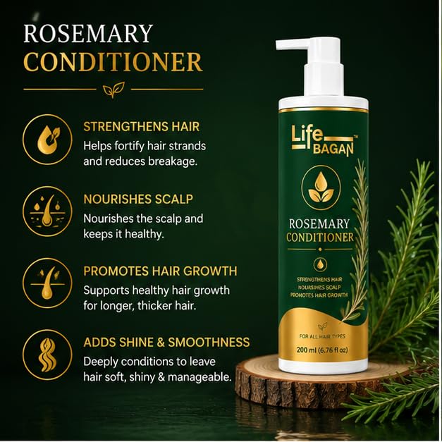 Life Bagan Rosemary Conditioner | Hair Conditioner for Soft, Smooth & Manageable Hair | Daily Hair Care Formula | Suitable for All Hair Types | 200ml