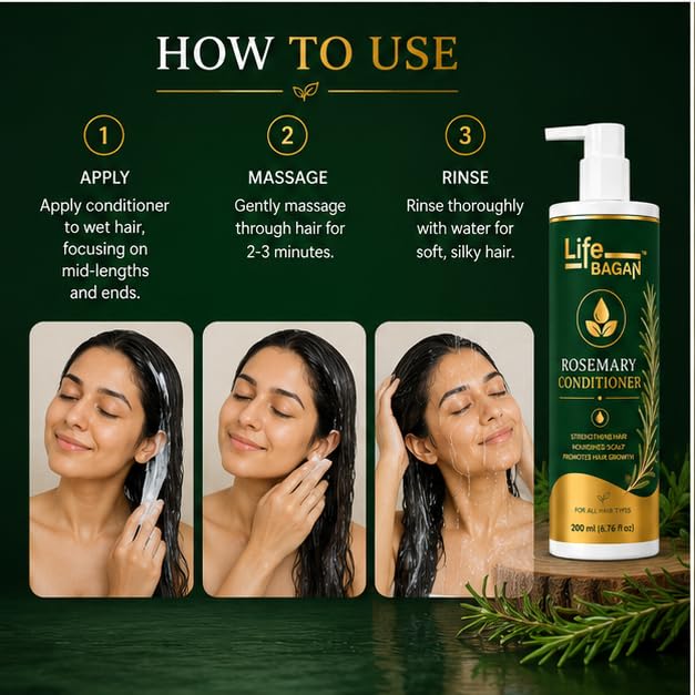 Life Bagan Rosemary Conditioner | Hair Conditioner for Soft, Smooth & Manageable Hair | Daily Hair Care Formula | Suitable for All Hair Types | 200ml