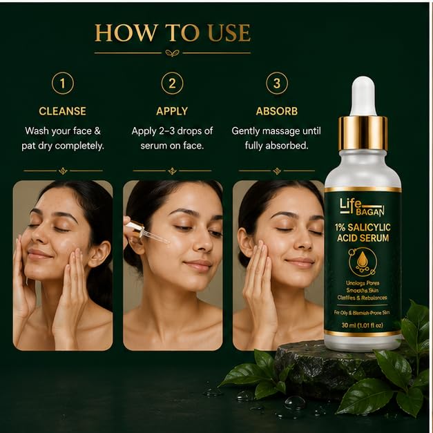 Life Bagan 1% Salicylic Acid Face Wash | Gentle Daily Facial Cleanser for Fresh & Healthy-Looking Skin | Lightweight Cleansing Formula | Suitable for Oily & Combination Skin | 30ml