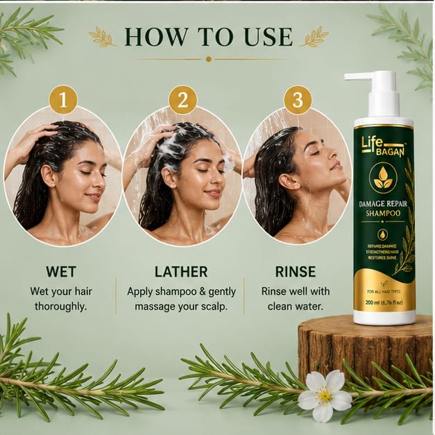Life Bagan Damage Repair Conditioner | Daily Hair Conditioner for Dry & Damaged Hair | Helps Improve Hair Softness, Smoothness & Manageability | Suitable for All Hair Types | 200ml