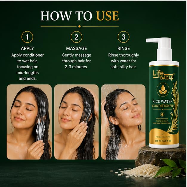 Life Bagan Rice Water Conditioner | Hair Conditioner for Soft, Smooth & Manageable Hair | Daily Hair Care Formula | Suitable for All Hair Types | 200ml