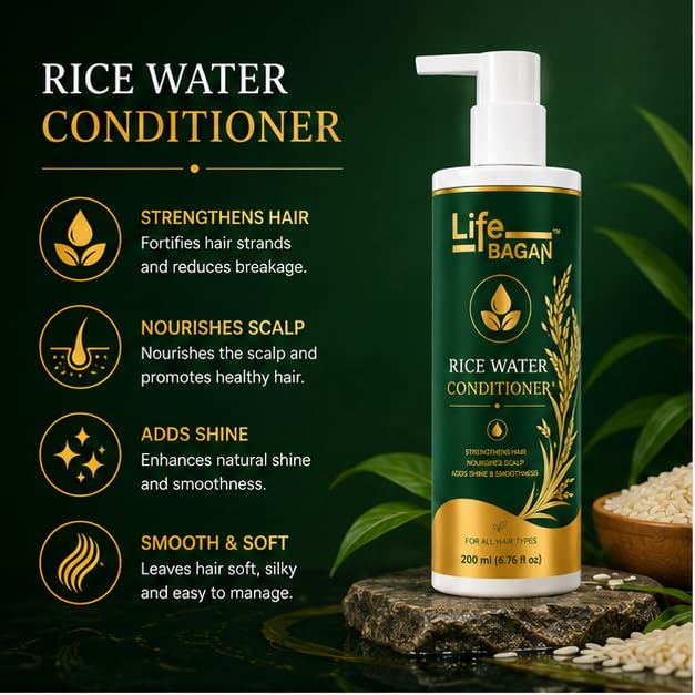 Life Bagan Rice Water Conditioner | Hair Conditioner for Soft, Smooth & Manageable Hair | Daily Hair Care Formula | Suitable for All Hair Types | 200ml
