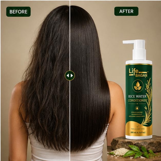 Life Bagan Rice Water Conditioner | Hair Conditioner for Soft, Smooth & Manageable Hair | Daily Hair Care Formula | Suitable for All Hair Types | 200ml