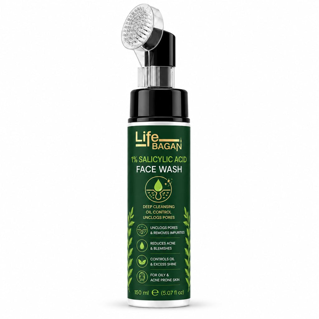 Life Bagan 1% Salicylic Acid Face Wash | Deep Cleansing Face Wash for Oily & Acne-Prone Skin | Helps Remove Excess Oil & Impurities | Daily Facial Cleanser | 150ml