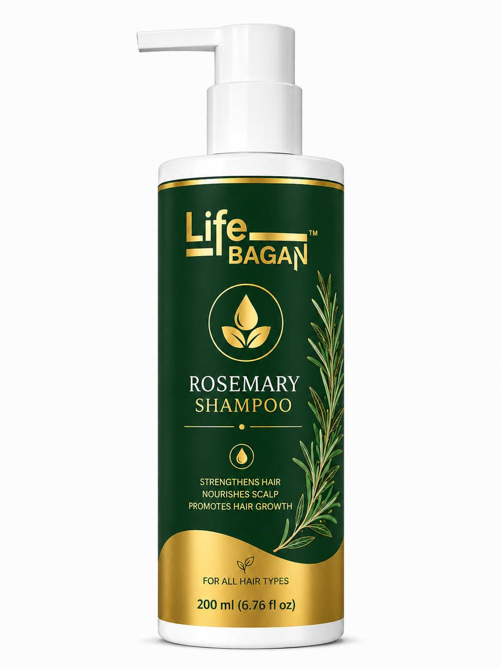 Life Bagan Rosemary Shampoo | Gentle Hair & Scalp Cleanser for Soft, Smooth & Healthy-Looking Hair | Daily Hair Care Formula | Suitable for All Hair Types | 200ml