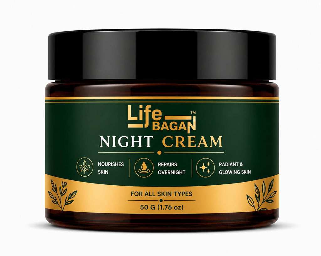 Life Bagan Night Cream for Face | Overnight Moisturizing & Nourishing Face Cream | Lightweight Night Care Formula for Soft & Healthy-Looking Skin | Suitable for All Skin Types | 50g