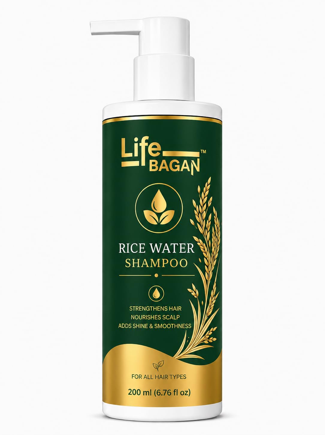 Life Bagan Rice Water Shampoo | Gentle Hair Cleanser for Soft, Smooth & Healthy-Looking Hair | Daily Hair Care Formula | Suitable for All Hair Types | 200ml