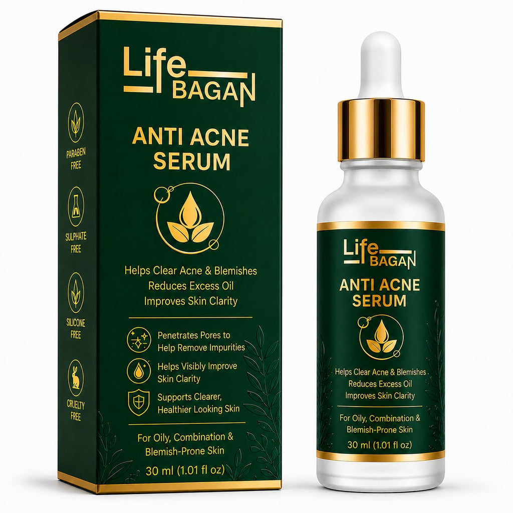 Life Bagan Anti Acne Face Serum | Lightweight Daily Facial Serum for Clearer-Looking & Balanced Skin | Fast Absorbing Non-Greasy Formula | Suitable for Oily & Combination Skin | 30ml
